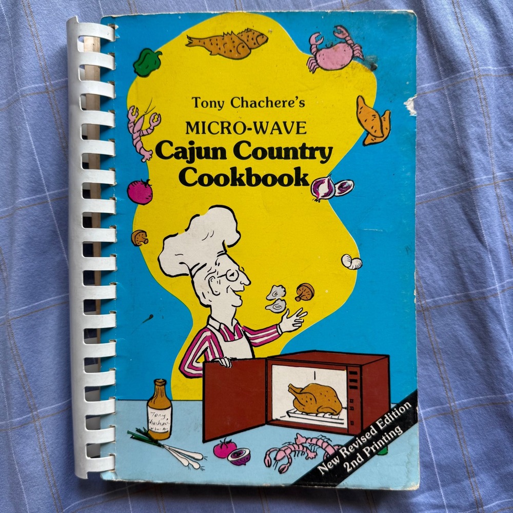 Tony Chachere Micro-Wave Cajun Country Cookbook Vintage 1980 Spiral Bound 2nd Ed